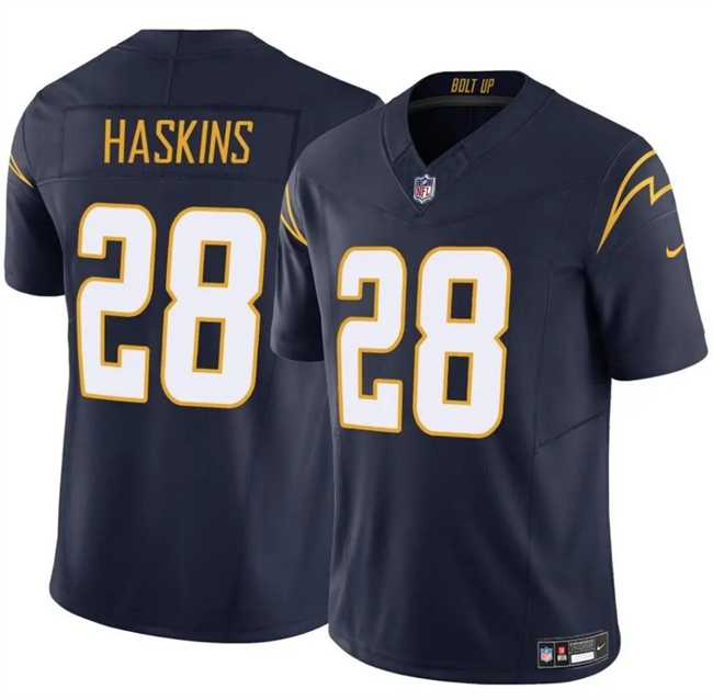 Men & Women & Youth Los Angeles Chargers #28 Hassan Haskins Navy 2024 F.U.S.E Vapor Limited Stitched Jersey